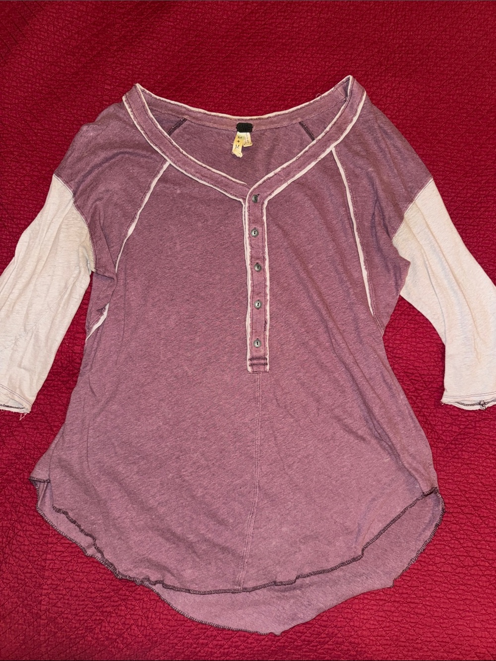 We The Free Mauve Baseball 3/4 Sleeve Tee